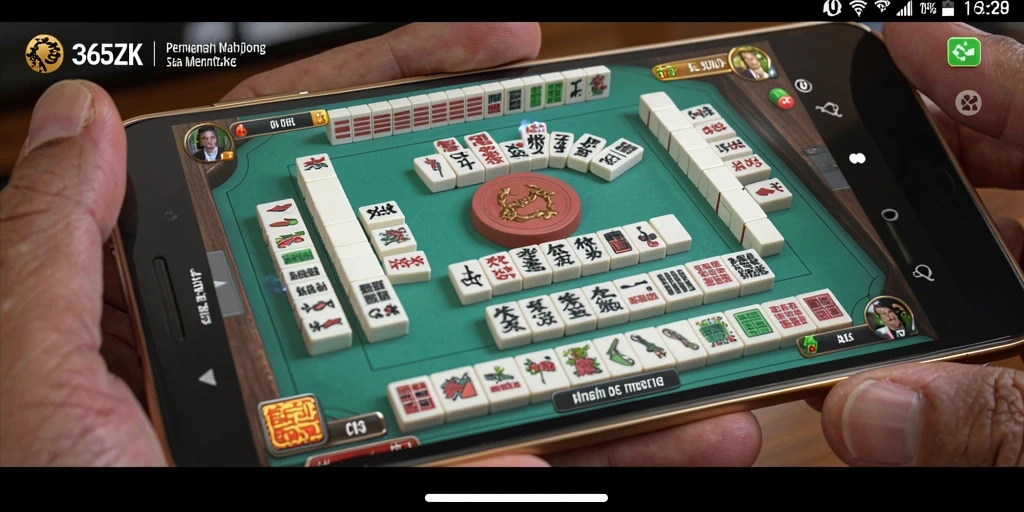 Screenshot utama 365ZK yang menampilkan gameplay Mahjong yang menarik.