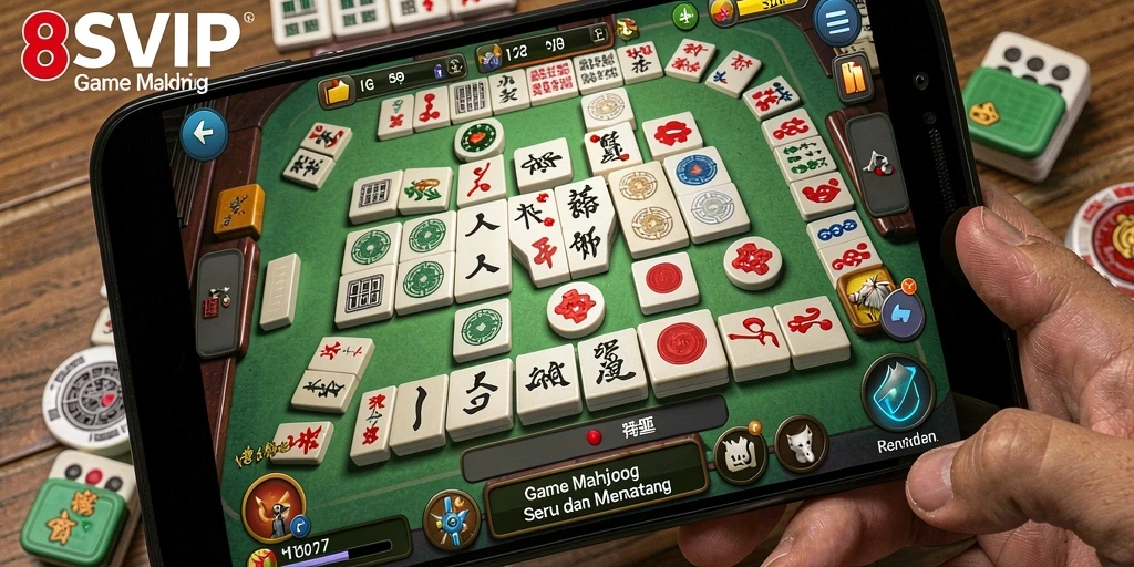 Screenshot gameplay utama 8SVIP menampilkan aksi Mahjong yang seru.