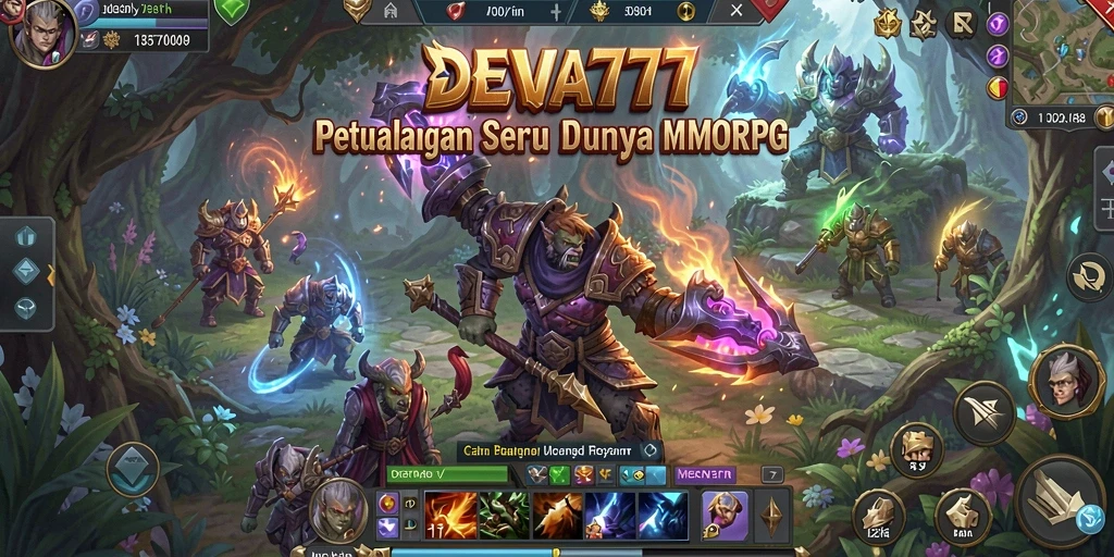 Screenshot utama DEWA777 menampilkan pertarungan epik dalam gameplay MMORPG.