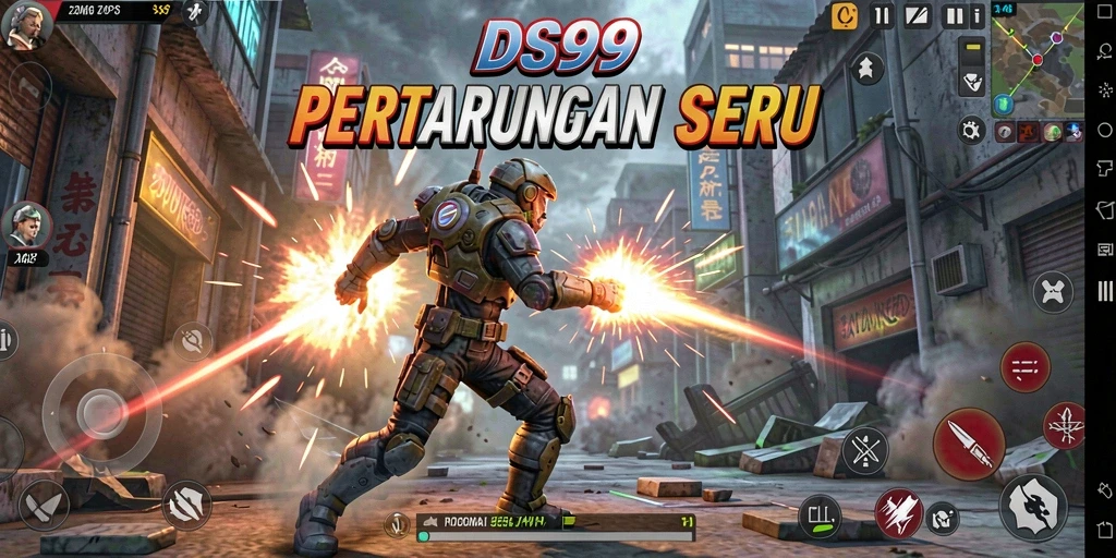 Gameplay seru DS99 dengan aksi menembak penuh semangat.