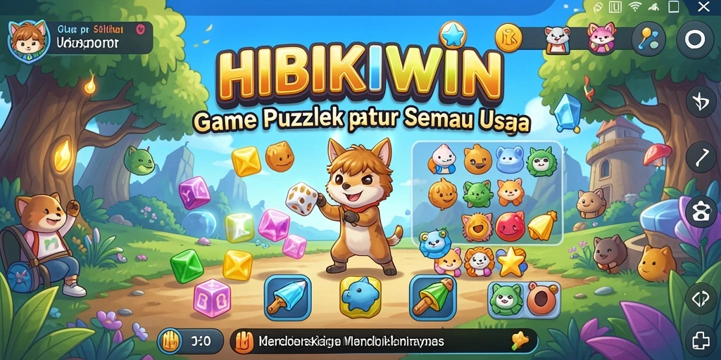 Tampilan gameplay HIBIKIWIN dengan puzzle menarik dan tantangan seru.
