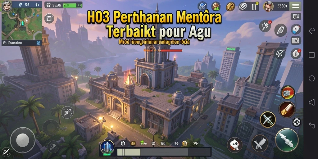 Tangkapan layar utama HO3 menampilkan aksi seru pertahanan menara.