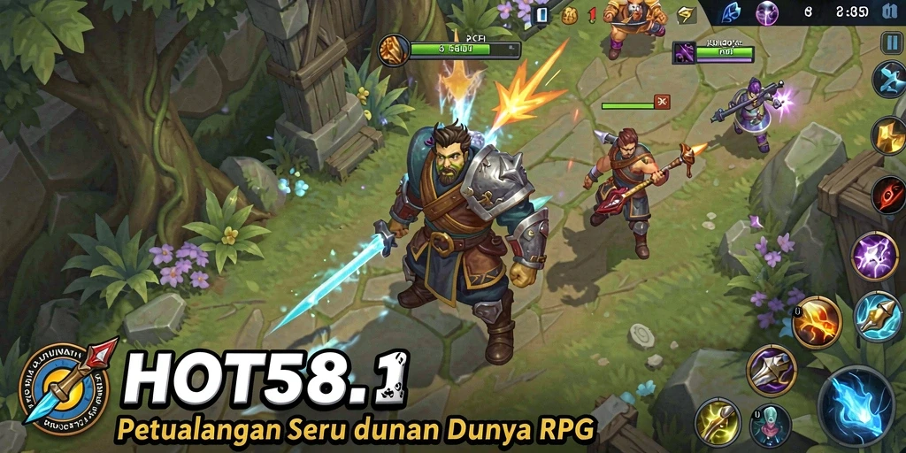 Screenshot utama HOT51 menampilkan aksi seru dalam pertarungan RPG.