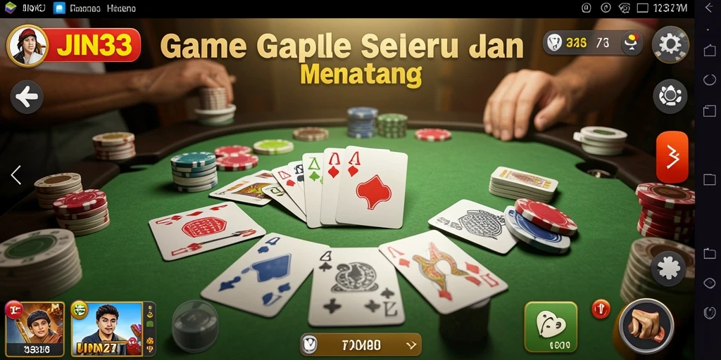 Tampilan gameplay seru dari JIN33 dengan fitur Gaple yang menarik.