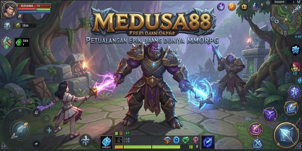 Tangkapan layar gameplay <strong>MEDUSA88</strong> menunjukkan aksi seru dalam pertempuran MMORPG.