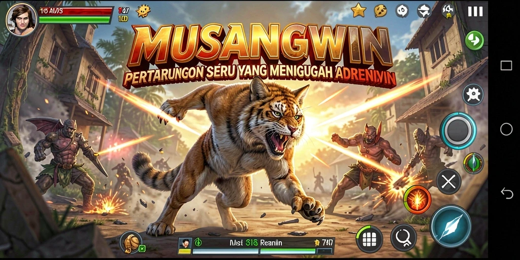 Tampilan gameplay seru di arena pertarungan MUSANGWIN.