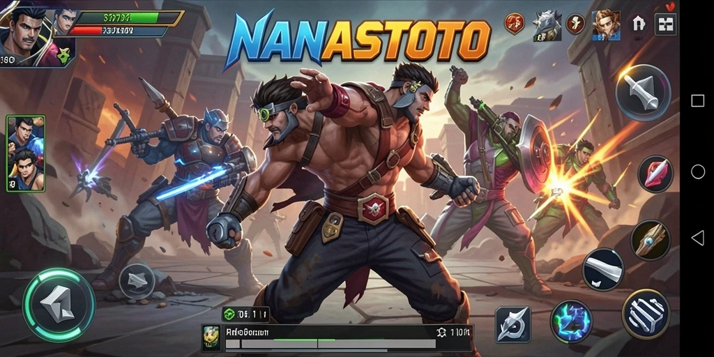 Tampilan gameplay menegangkan dari NANASTOTO dengan efek aksi yang spektakuler.