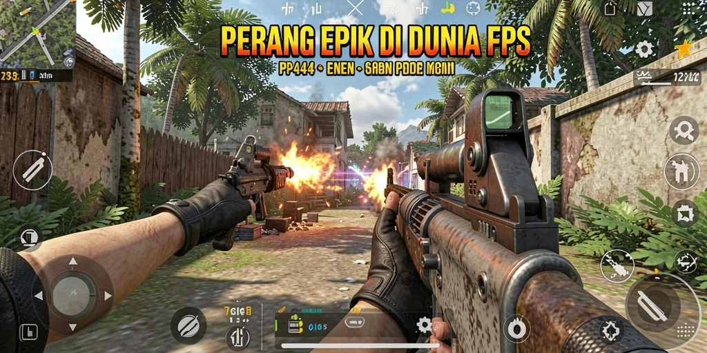 Screenshot gameplay PP444 menampilkan aksi tembak-menembak yang intens dan mendebarkan.