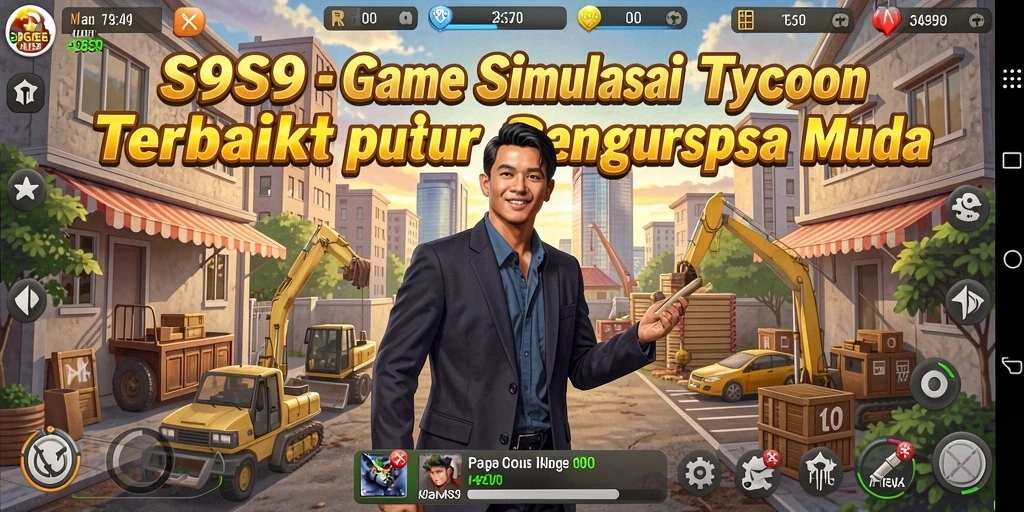 Tampilan gameplay S9S9 dengan grafis menarik yang menggambarkan bisnis yang berkembang.