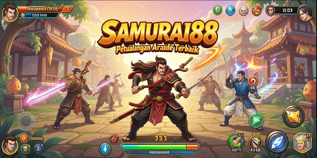 Tampilan gameplay seru dalam SAMURAI88, aksi samurai yang menegangkan.