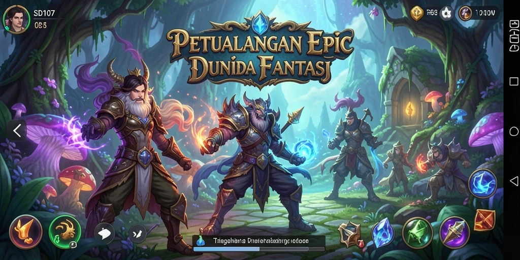Tangkapan layar gameplay SD107 yang menunjukkan aksi seru dan pertarungan karakter.