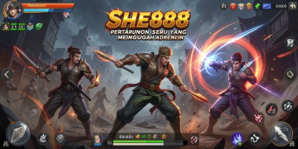 Tampilan gameplay penuh aksi dari SHE888 dengan pertarungan intens.