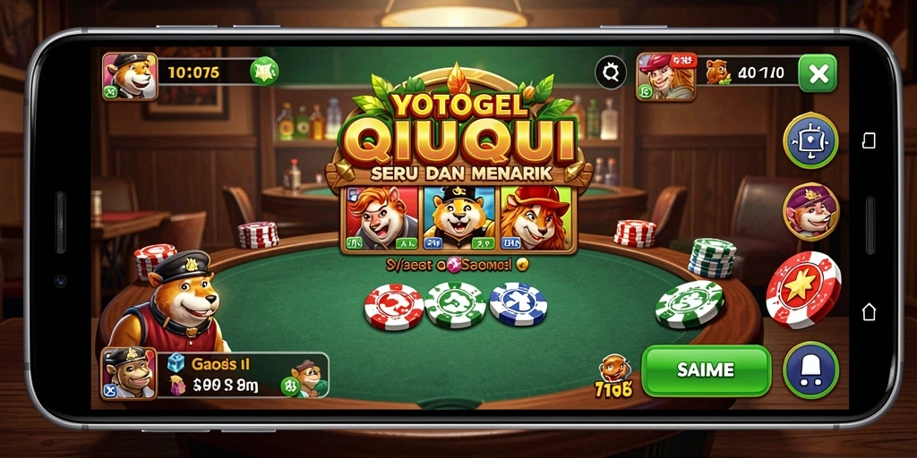 Screenshot gameplay YOTOGEL menampilkan momen seru bermain QiuQiu.